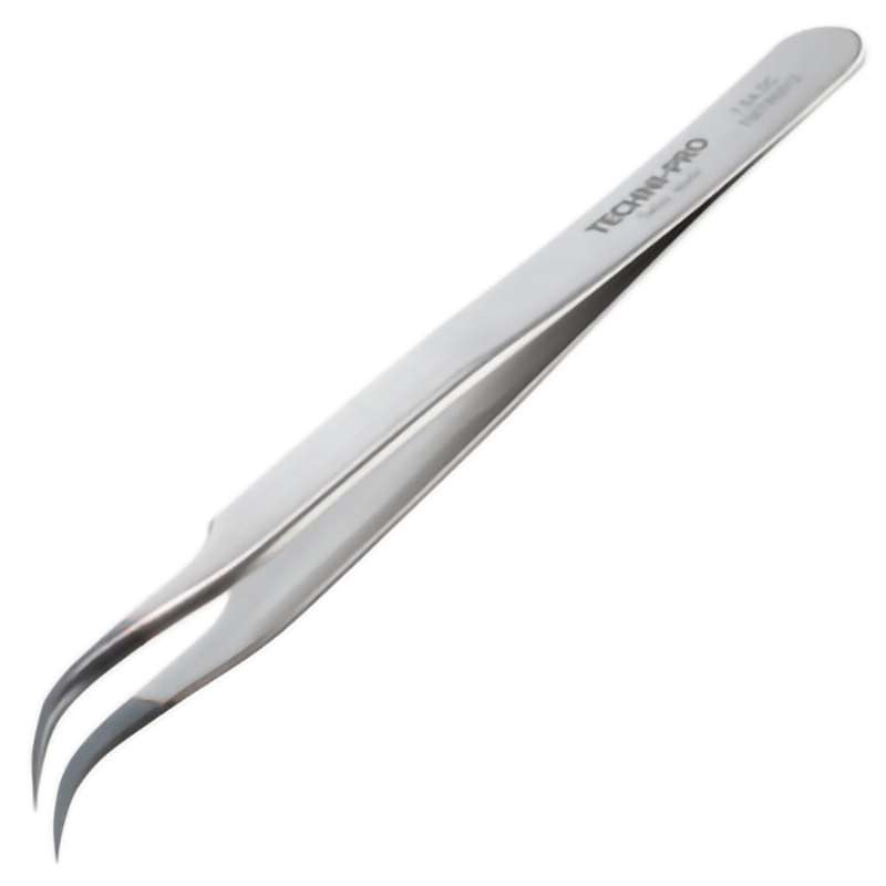 ESD Diamond Tweezers, Style 7, Anti-Acid/Anti-Mag, SS, Curved, Very Fine, 4.6"